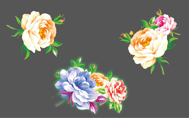 手绘植物花朵造型设计素材下载