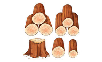 木材木桩一堆木料矢量素