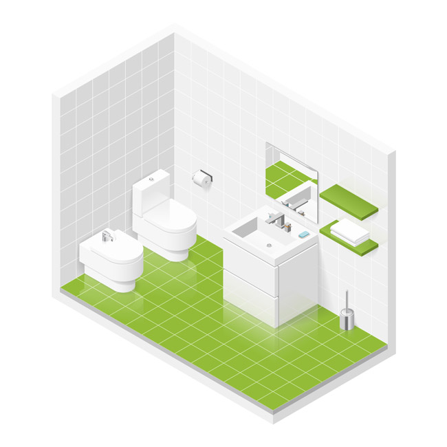 卫生间绿色地板装修设计效果图素材下载