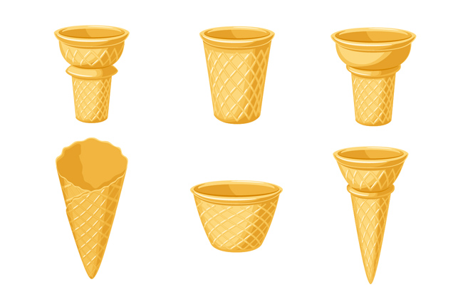 6款不同造型的蛋筒冰淇淋食物设计