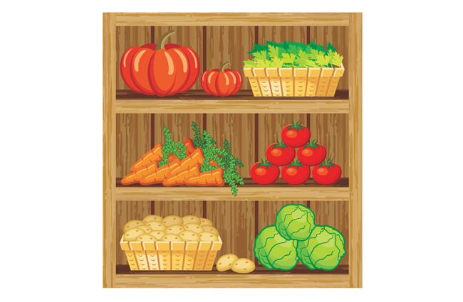 超市的蔬菜货架造型设计矢量素材