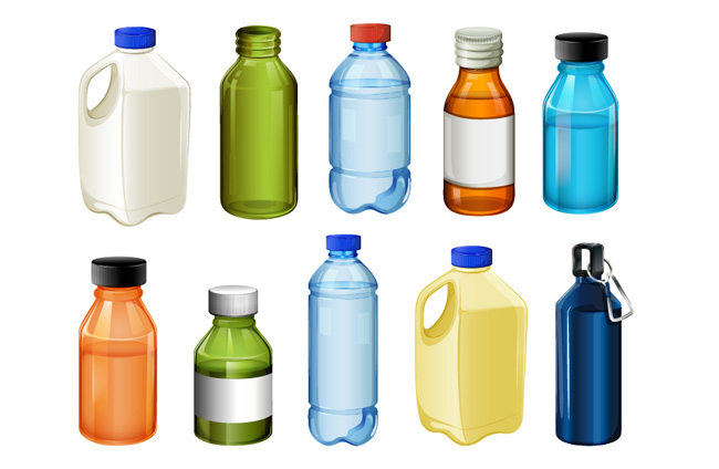 市场上各种饮用水瓶子造型设计矢量素材