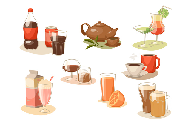 不同款式的果汁饮料茶水杯子设计素材