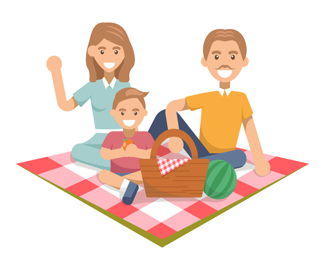 一家人在地毯上开心玩耍的表情设计