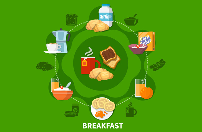 早餐食物面包牛奶食品海报背景设计