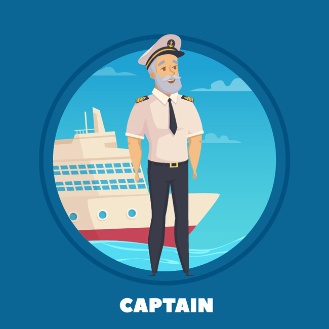 航海船长卡通动漫人物形象设计素材