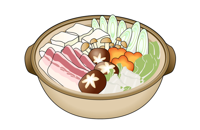 三鲜汤锅食材搭配食物场景设计矢量素材