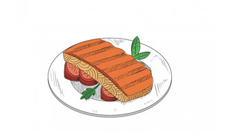 手绘创意美食肉类食物背