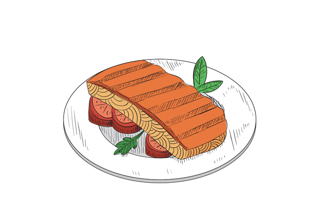 手绘创意美食肉类食物背景设计矢量素材