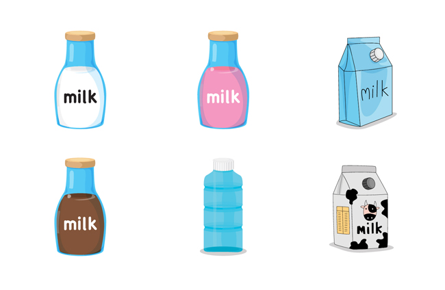卡通动漫风格牛奶饮料食品素材