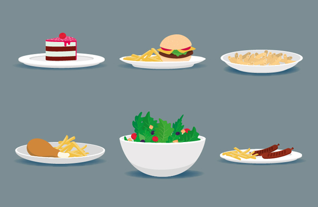 卡通矢量菜品美食背景设计矢量素材