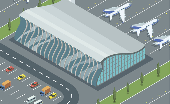 创意造型的飞机场场景设计矢量素材