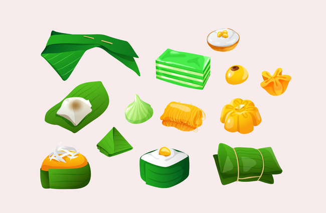 端午节各种制作粽子的食材元素
