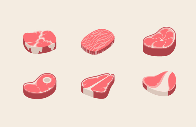 手绘矢量牛肉食物造型设计矢量素材