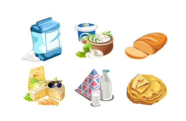 卡通手绘蛋糕面包食品背景设计素材