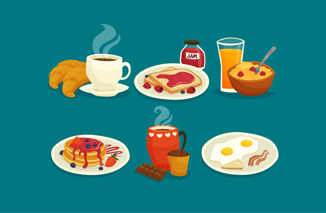 早餐美食图标矢量卡通素材下载