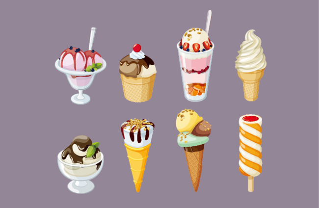 矢量冰淇淋美食图标设计素材