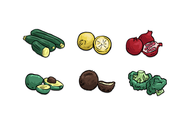 生活中常吃的蔬菜水果图案设计素材