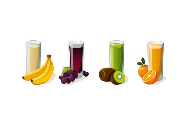 原汁水果玻璃杯水果汁图标设计素材