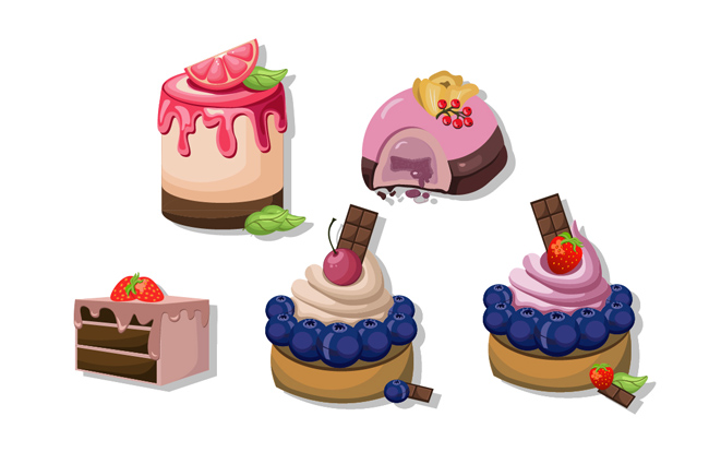 蛋糕甜食小点心美食图案背景设计素材