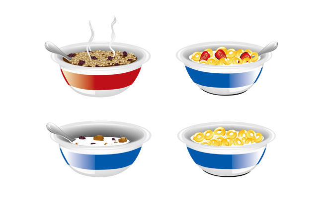 碗里的各种麦片营养美食图标设计素材