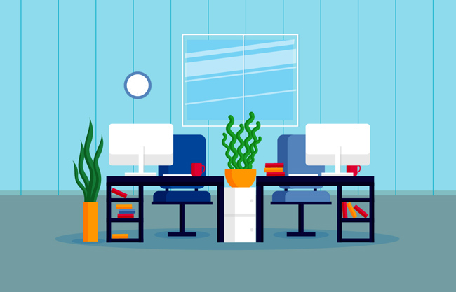 简单大气色彩简易的办公室效果图设计