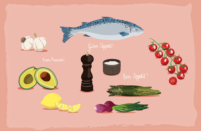 手绘红烧鱼炖鱼需要的佐料素材下载