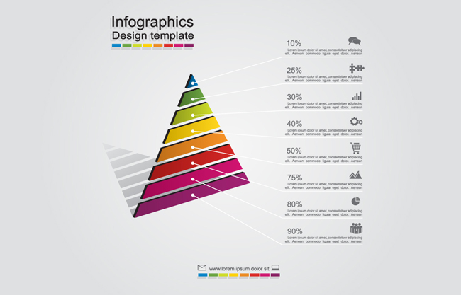 彩色金字塔百分比对比图背景设计素材