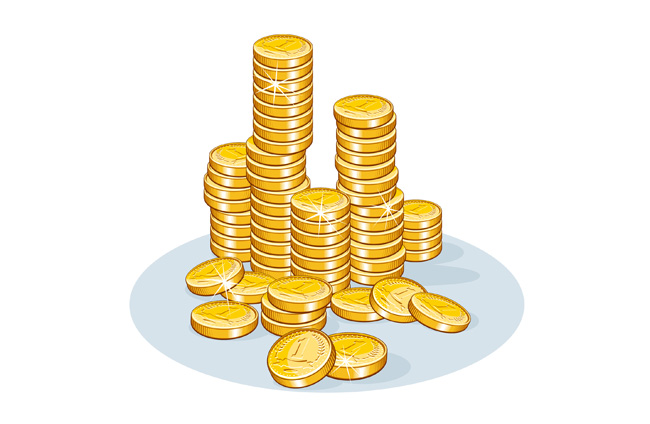 金色金币造型金币堆背景设计素材