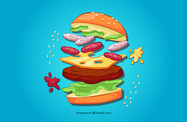 创意汉堡王美食结构海报设计素材