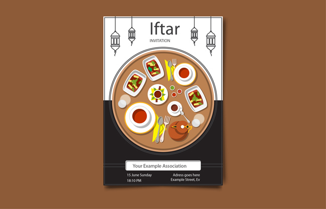 餐饮行业创意扁平化海报背景设计素材