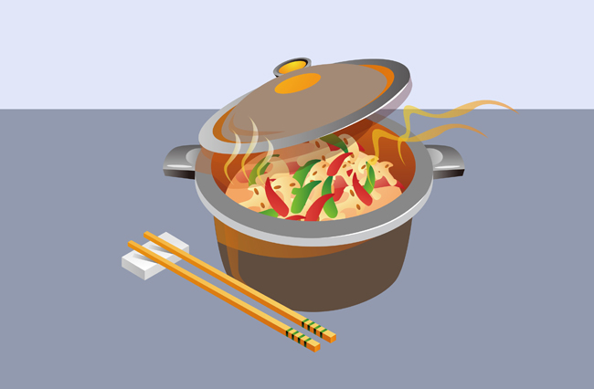 卡通创意汤锅美食背景设计素材