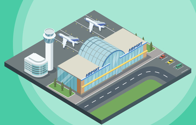创意背景飞机场俯视图设计素材