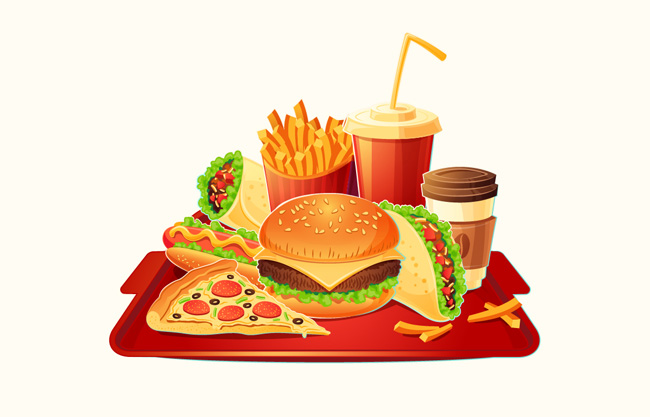 快餐汉堡美食创意背景设计矢量素材