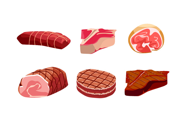 6组肉类美食食物造型设计矢量素材
