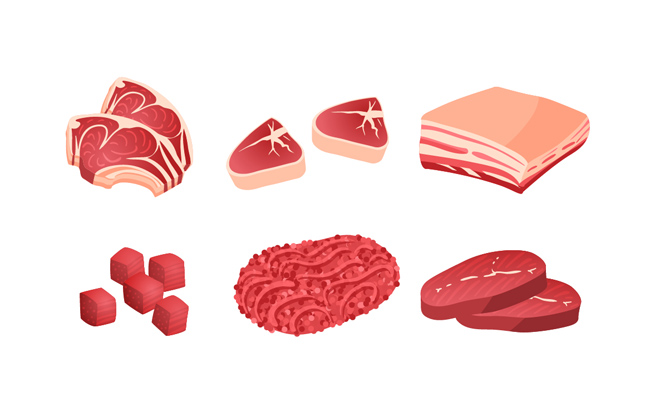 手绘矢量肉类食物加工品造型设计素材