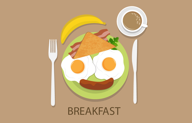 早餐美味食品造型设计矢量素材