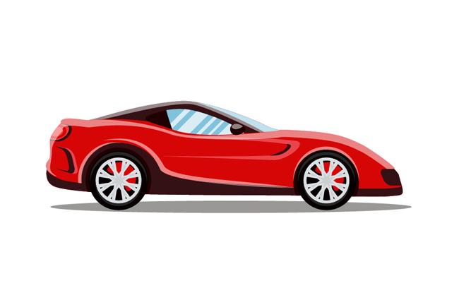 侧面的红色跑车造型设计素材