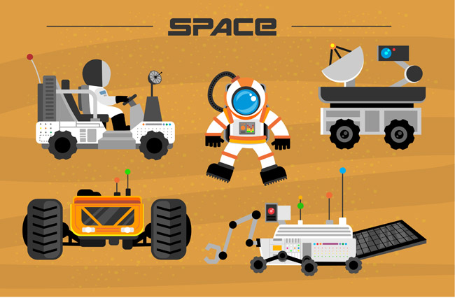 人类探月宇宙飞船各种交通工具造型设计