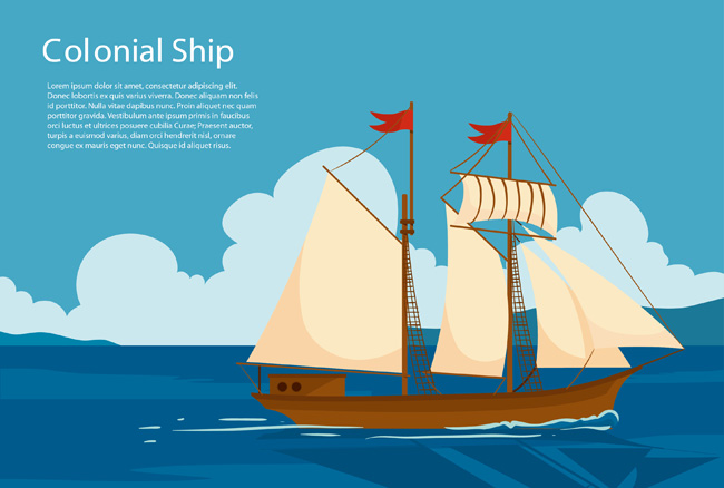 老式航海的船只插画背景设计素材