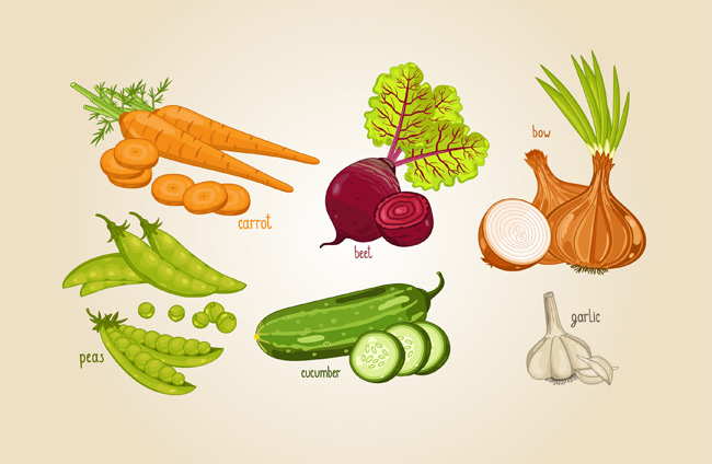 多款手绘蔬菜元素插画背景设计矢量素材