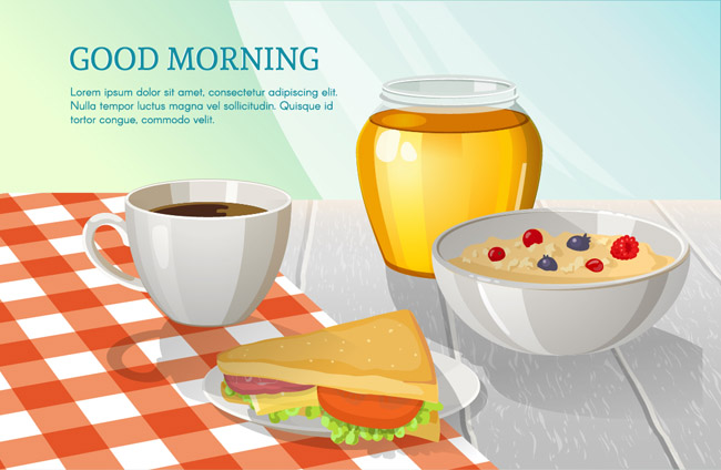 创意早餐美食背景设计矢量素材