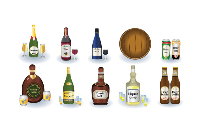 各种洋酒瓶子造型设计矢量素材