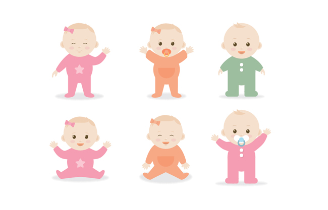 6个婴儿动漫卡通形象表情包设计素材