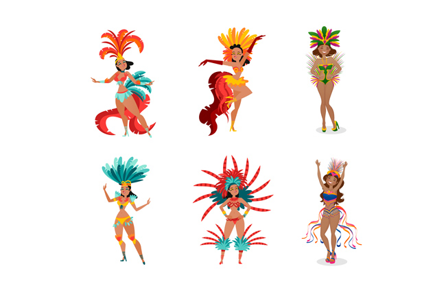6组狂欢巴西舞蹈造型设计矢量素材
