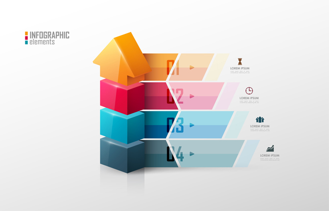 彩色立体箭头信息图表图片