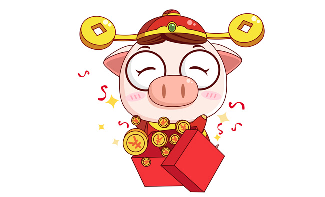 猪小福卡通动漫发红包喜庆背景设计素材