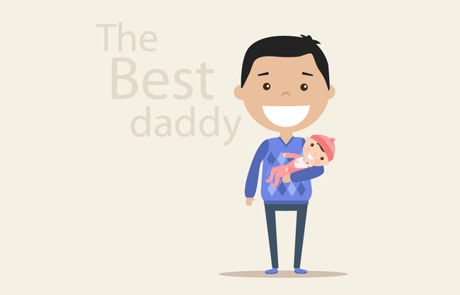 可爱Q版爸爸抱着儿子的背景设计素材