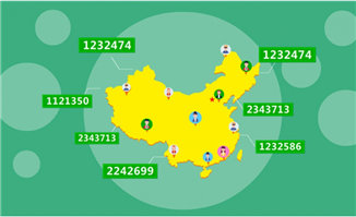 中国地图上各地区的数据