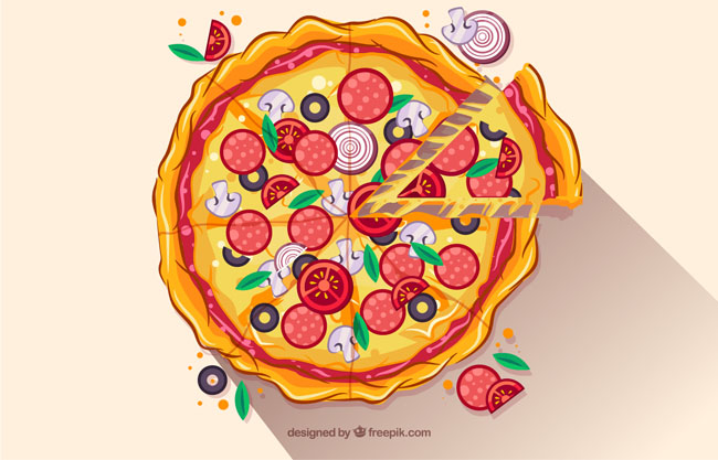 切好的披萨美食海报背景设计素材